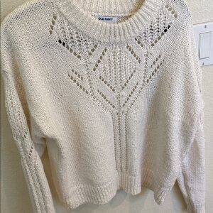 Old Navy Women's Cream Patterned Sweater